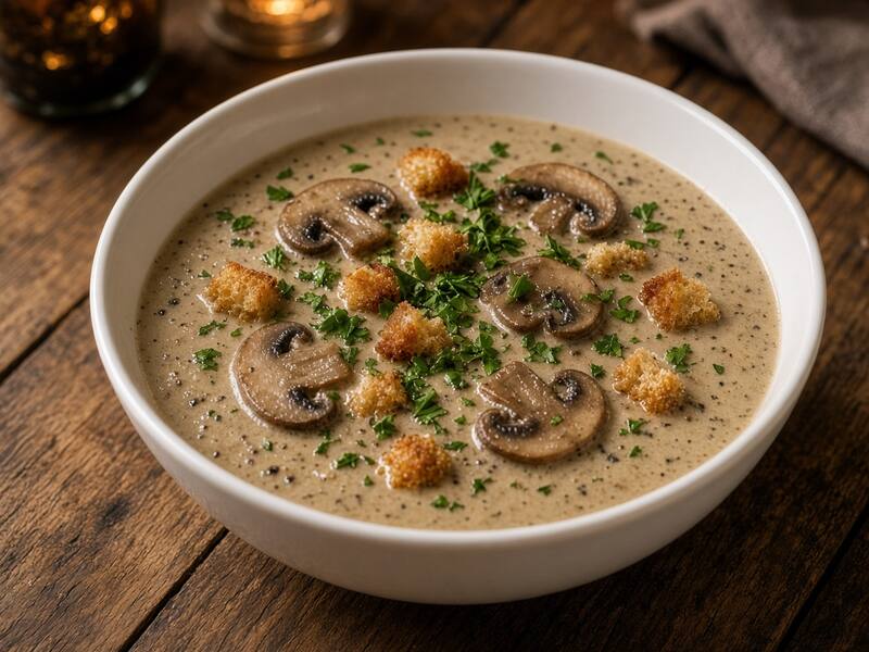 Crema de Champiñones con Crutones