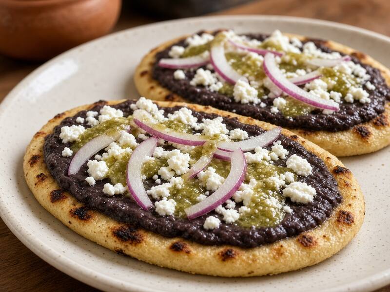 Memelas Oaxaqueñas con Frijol y Queso