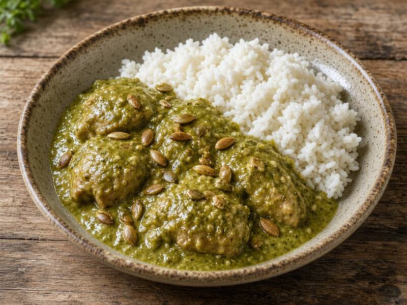 Pipián Verde de Semillas de Calabaza con Pollo