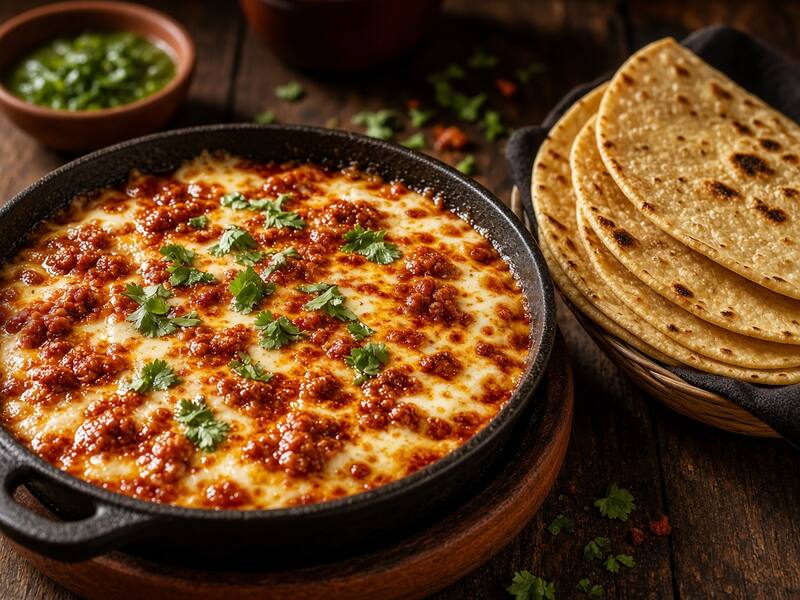 Queso Fundido con Chorizo y Tortillas